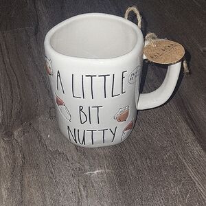 Rae Dunn White Ceramic Mug with Brown Acorn Accents